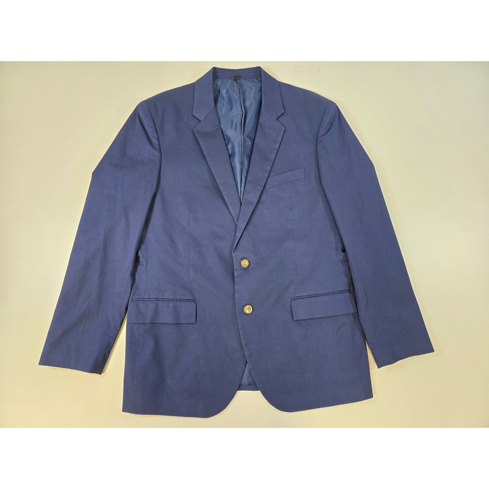 J.Crew Thompson Mens 44R Navy Blue Cotton Blend Two Button Blazer H5136